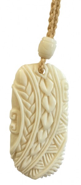 Bone Carved Pendant Necklace - Tribal