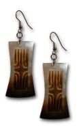 Black Mother of Pearl Earrings with Carving