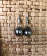 Sterling Silver Tahitian Pearl Earrings 