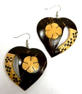 Samoan Coconut Earrings-Heart